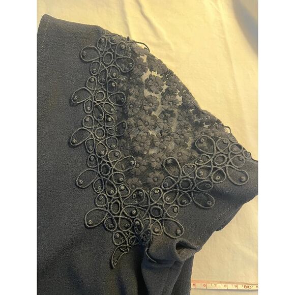 Marc New York Andrew Marc Black Top Lace Short Sleeve Size Medium - Picture 8 of 11